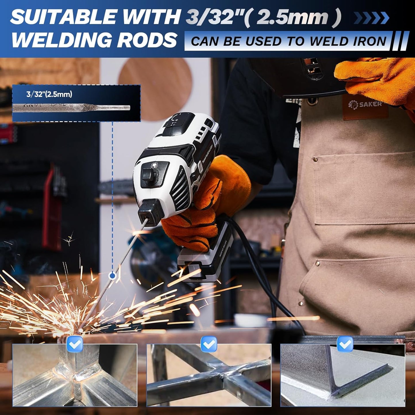 Portable Electric Welding Machine,110V Portable Welder Handheld with IGBT Inverter 5 Variable Current Adjustment,Portable ARC Welder Gun, Fits for 3/32" Wire Rods (Grey)