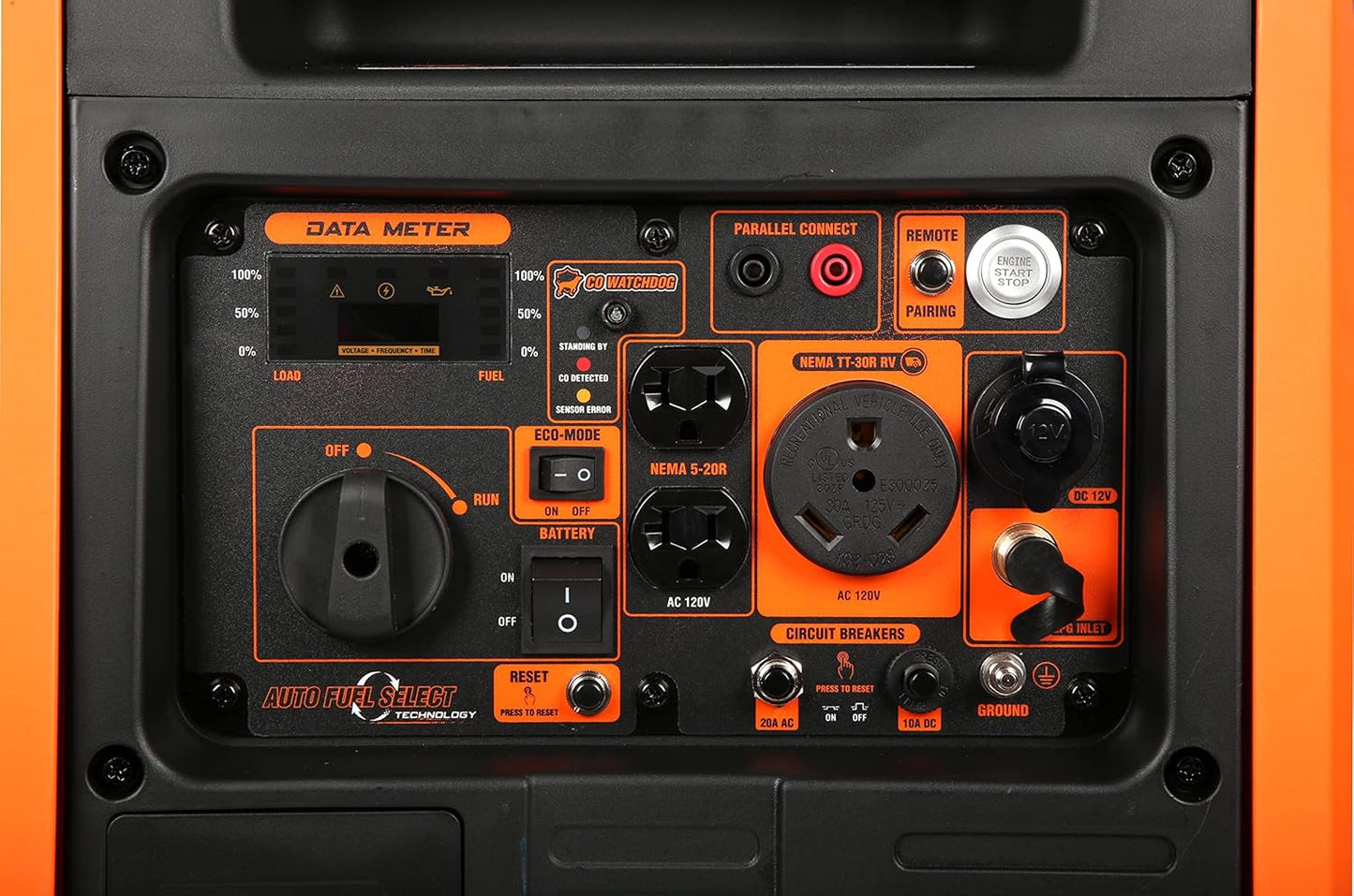 Quiet 6800-Watt Dual Fuel RV-Ready Electric Start Portable Inverter Generator with Fuel Shut Off and CO Watchdog for Electric Vehicle Backup (DF680iX)