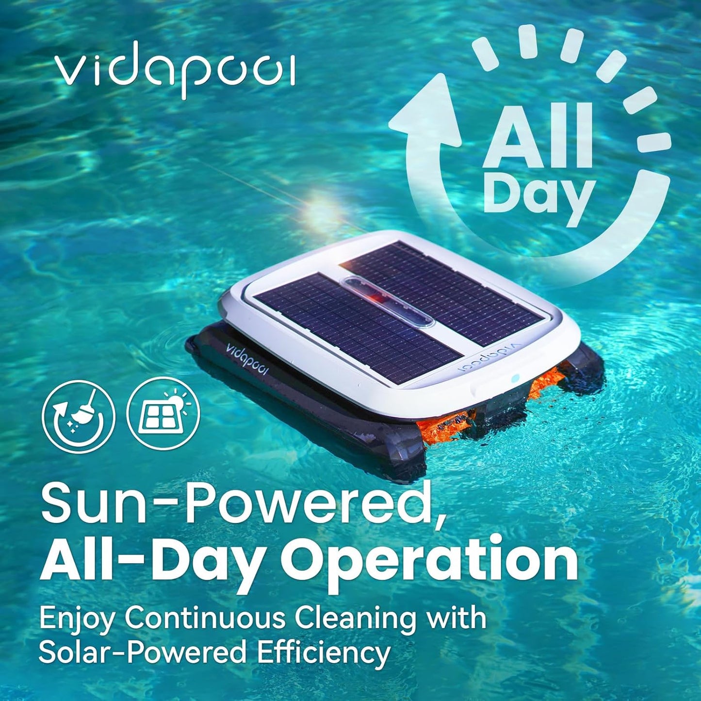 Solar Powered Automatic Robotic Pool Skimmer Cleaner,Solar Pool Surface Cleaner Dual Mode with Obstacle Avoidance Daytime 锛� Overnight Continuous Cleaning Ideal for All Swimming Pool-White