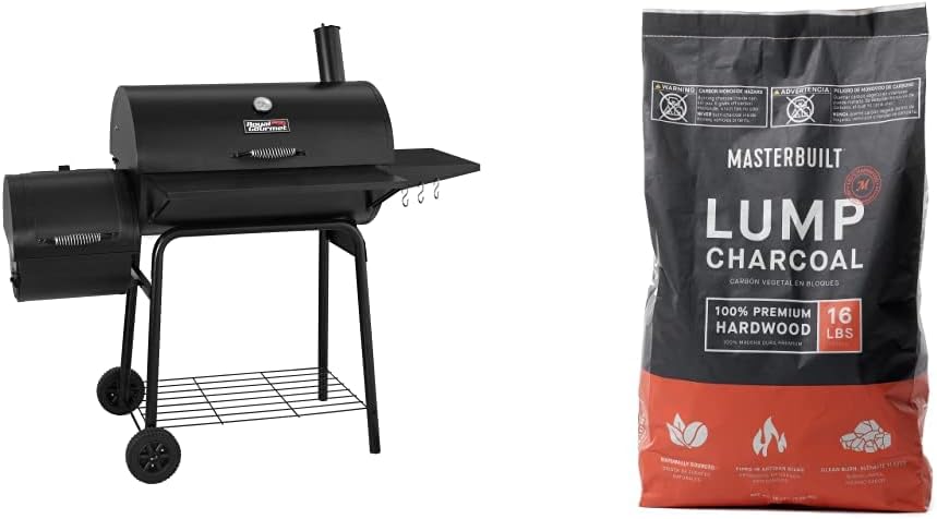 CC1830S 30" BBQ Charcoal Grill and Offset Smoker | 811 Square Inch cooking surface, Outdoor for Camping | Black