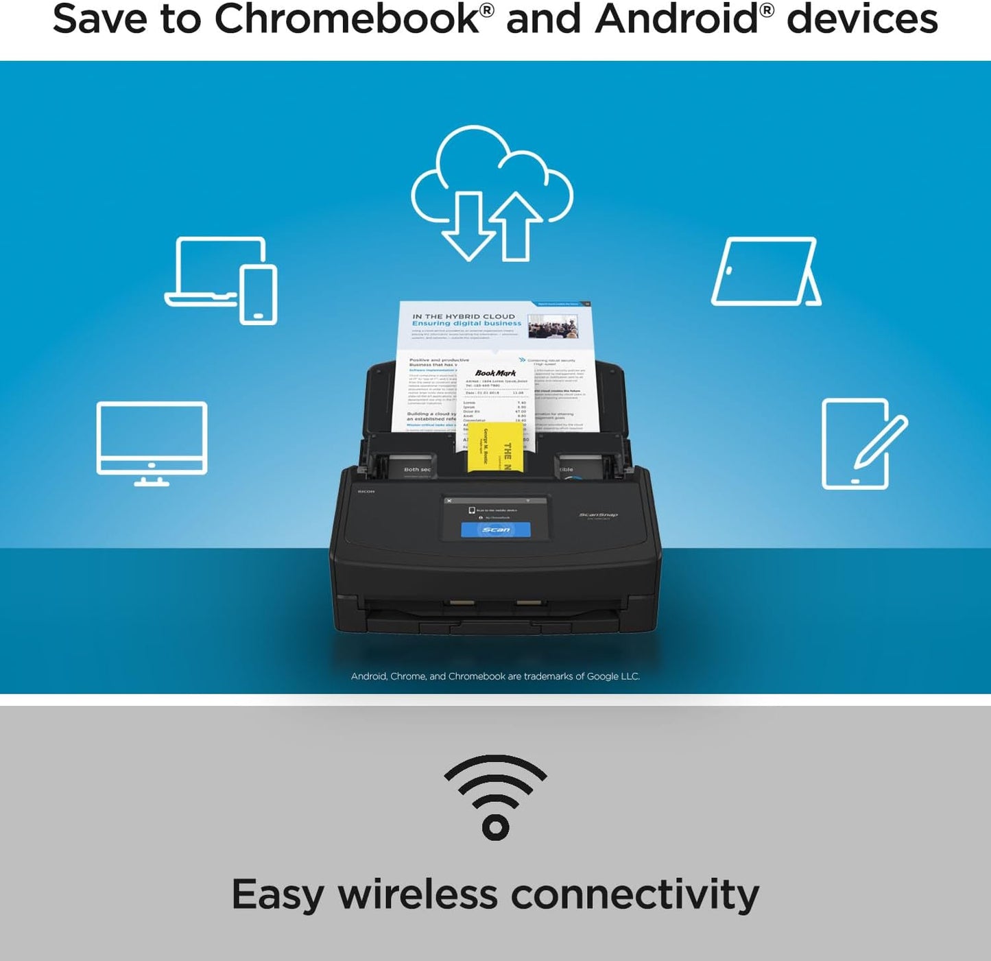 iX1600 Wireless or USB High-Speed Cloud Enabled Document, Photo & Receipt Scanner with Large Touchscreen and Auto Document Feeder for Mac or PC, 17 watts, Black
