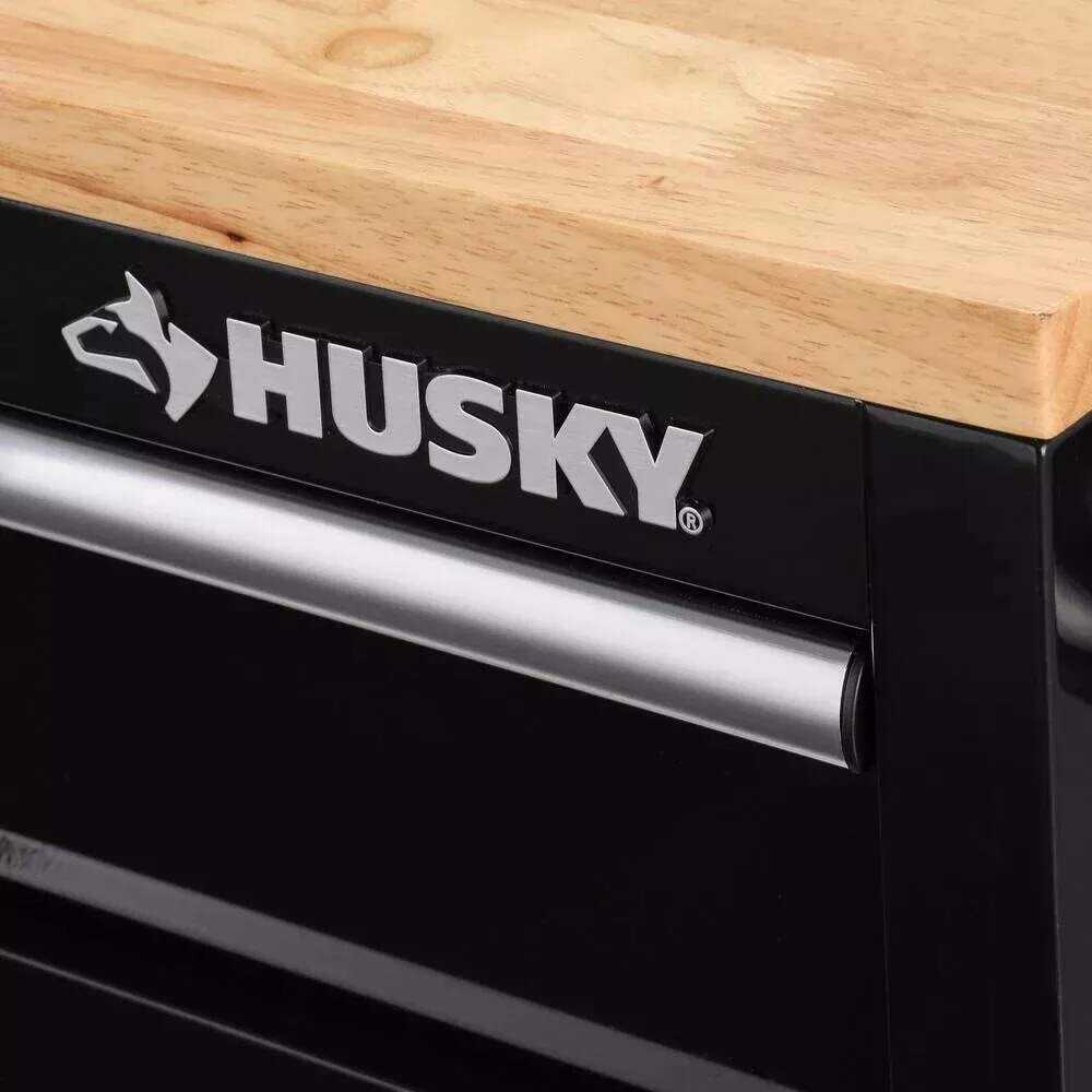 62 IN. 14-DRAWER MOBILE WORKBENCH WITH SOLID WOOD TOP, BLACK