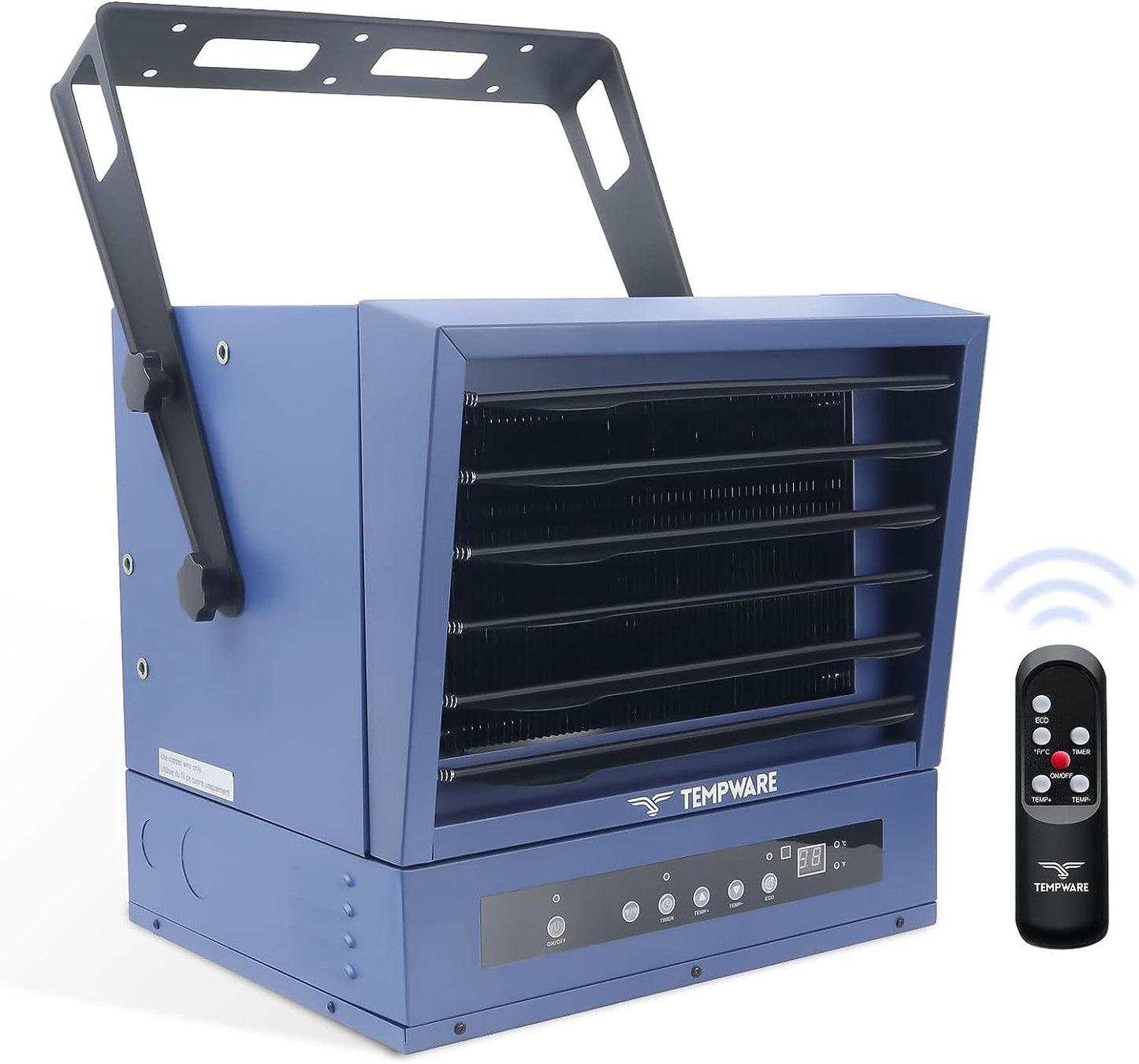 Electric Garage Heater, 7500-Watt Digital Fan-Forced Ceiling Mount Shop Heater with Full-Function Remote, 240-Volt Hardwired Heater with 12-Hour Timer, Ideal for Workshop