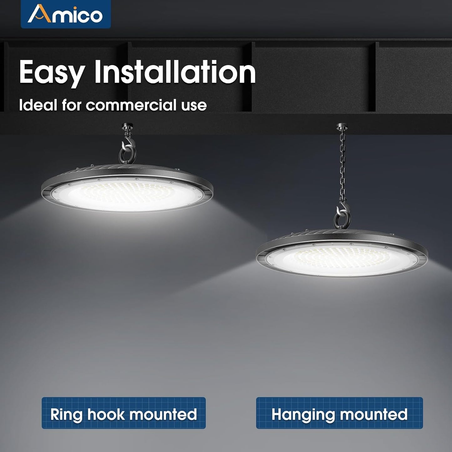 200-watt, 10 sets of UFO lamps, LED ceiling lights, 28,000 lumens, 5000K LED ceiling lights, 5-foot cable, can replace 650-watt metal halide/hot mercury lamps, suitable for gyms, factories, barns and warehouses.
