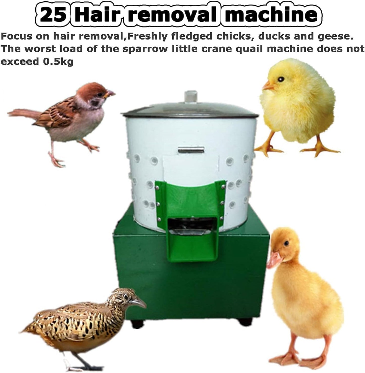 Chicken Plucker, Poultry De-featherer with 110 Rubber Fingers, 60W High-Efficiency Hair Plucking, Stainless Steel, for Duck Goosey Farm