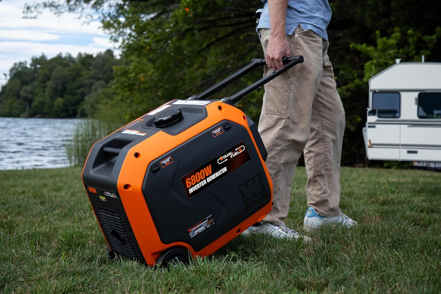 Quiet 6800-Watt Dual Fuel RV-Ready Electric Start Portable Inverter Generator with Fuel Shut Off and CO Watchdog for Electric Vehicle Backup (DF680iX)