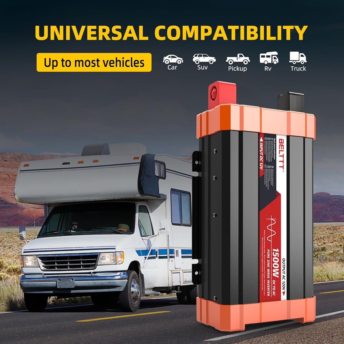 2000W Pure Sine Wave Inverter, Car Power Inverter 12V to 120V AC Converter for RV, Truck, Solar, Outdoor with Dual AC and 20A Socket, 5V 2.1A USB, Surge 4000W, Hardwire Port, Remote Controller