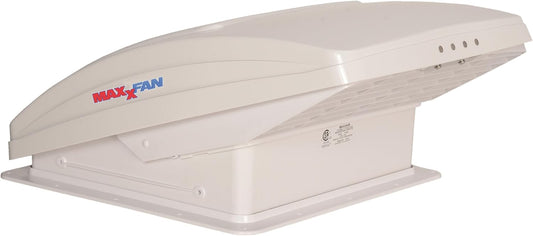 Deluxe - All-In-One RV Vent, Shield & Fan; Built-In Rain Shield, 10 Speed Reversible Fan with Thermostat, Fits Standard 14"x14" Roof Openings, 12V Long Life Motor, White (00-05100K)