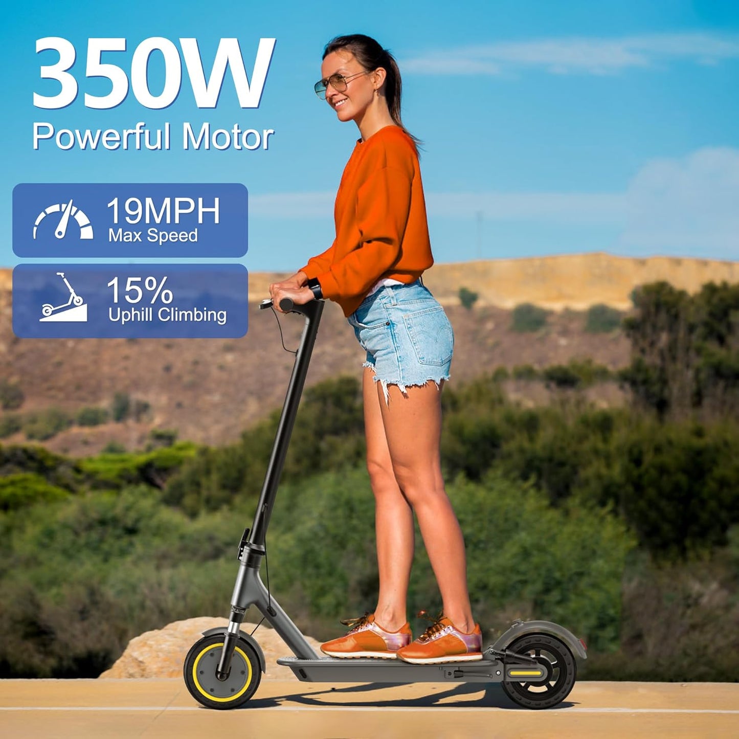 Electric Scooter Adults,Max 19/27/49 Miles Ranges,Top Speed 19/22 mph,350/750W Peak Motor, Folding E-Scooter with Dual Braking Dual Suspension