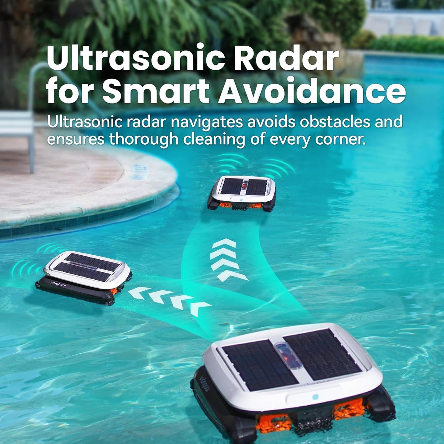 Solar Powered Automatic Robotic Pool Skimmer Cleaner,Solar Pool Surface Cleaner Dual Mode with Obstacle Avoidance Daytime 锛� Overnight Continuous Cleaning Ideal for All Swimming Pool-White