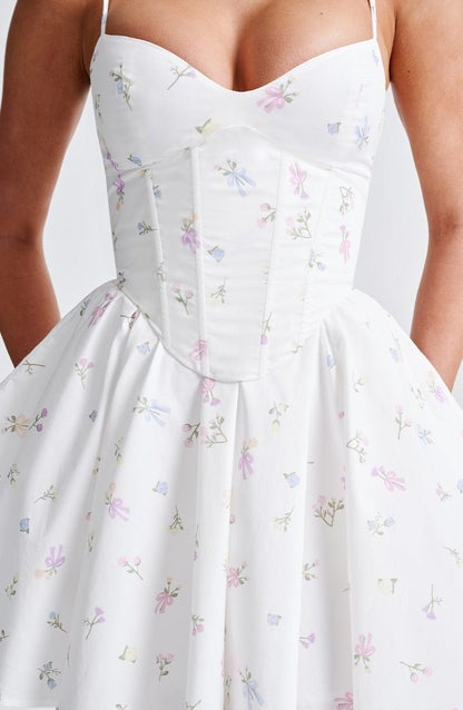 Analeigh White Floral Corset Mini