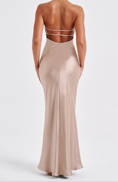 Delphine Champagne Halter Maxi
