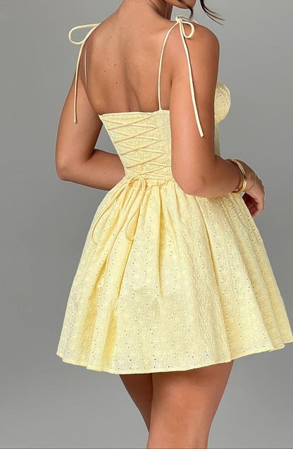 Phoebe Lemon Broderie Corset Mini