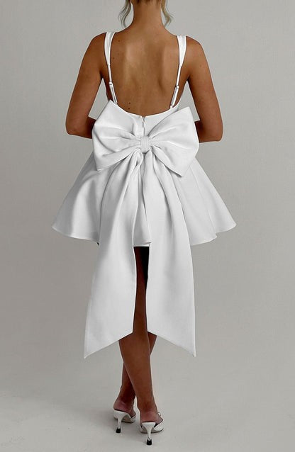 Rue Ivory Detachable-Bow Mini Dress