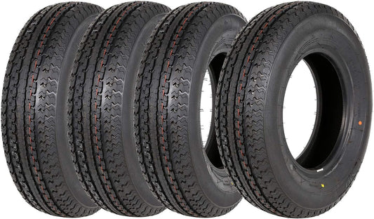 Set of 4 ST225/75R15 Radial Trailer Tire, ST225-75R15 ST 225/75R15, 10 Ply Load Range E, 117N