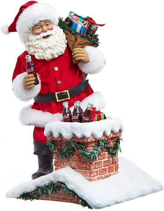 10.5 Inch Coke Santa in Chimney Tablepiece