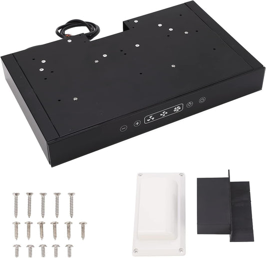12V high-pressure gas oven exhaust fan, small cooking exhaust fan, three-speed adjustment, with touch screen LED light, portable kitchen stove exhaust hood, non-pipe type stove exhaust device, suitable for campers, trailers and yachts.