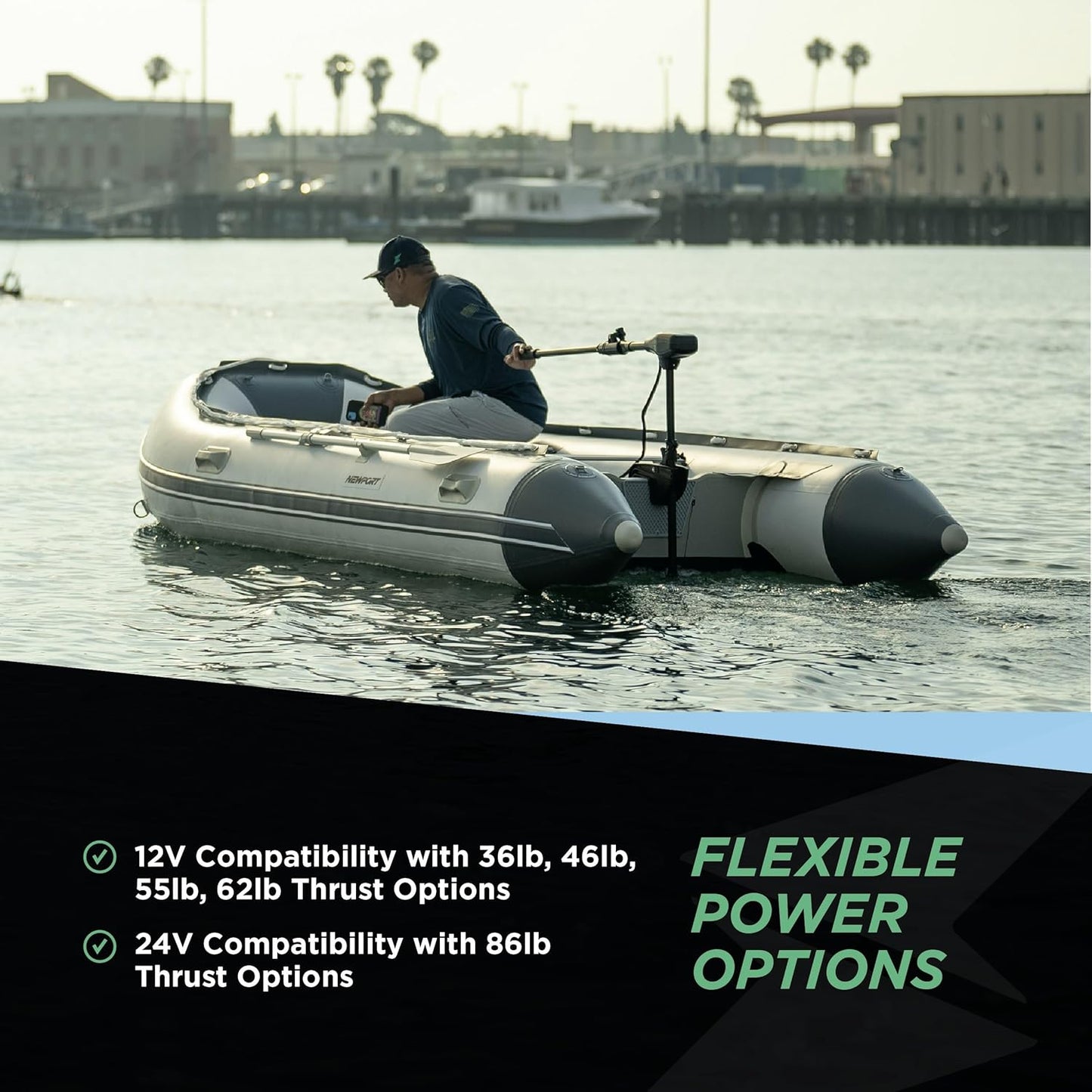 Push-type seawater rear-mounted installed electric trolling motor for fishing, equipped with LED battery indicator light