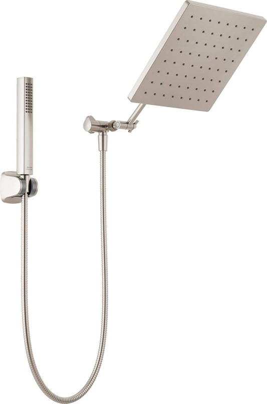 10-inch rain shower head and handheld shower combination, chrome-plated square shower head, rain shower head, handheld shower head, high-pressure shower head, flow rate 1.75 gallons per minute