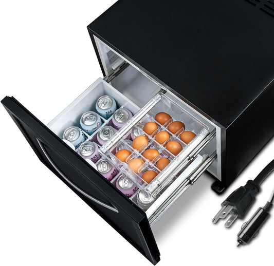 12-volt drawer-style refrigerator - 53 gallons (50 liters) portable camping refrigerator, household kitchen vehicle use, 12-volt/110-volt refrigerator, portable car refrigerator, DC/AC refrigeration unit, suitable for home kitchens, vehicles, campers
