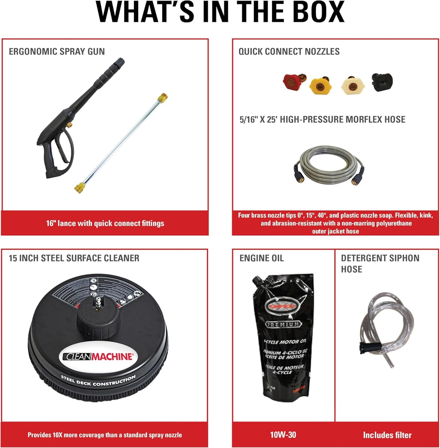 Cleaning CM61083 Clean Machine 3400 PSI Gas Pressure Washer, 2.5 GPM, CRX Engine, Includes Spray Gun and Wand, 4 QC Nozzle Tips, 5/16-in. x 25-ft. MorFlex Hose.