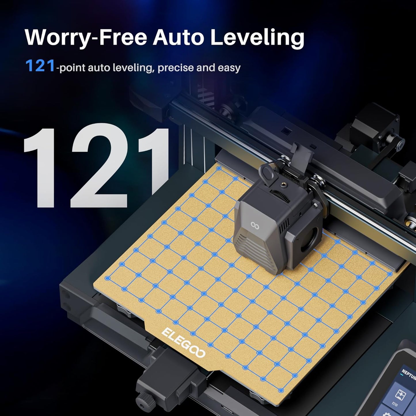Printer with Auto Bed Leveling, Dual-Gear Direct Extruder, Dual Lead Screw Drive, Removable Capacitive Screen, 8.85x8.85x11in Large Printing Size