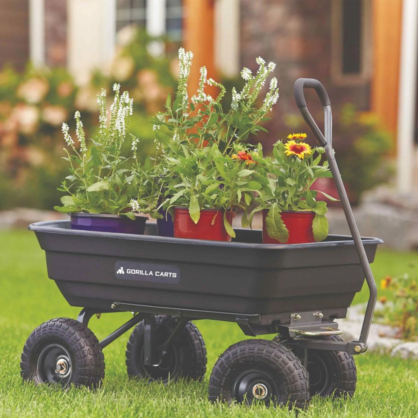 Poly Garden Dump Cart with Easy to Assemble Steel Frame
