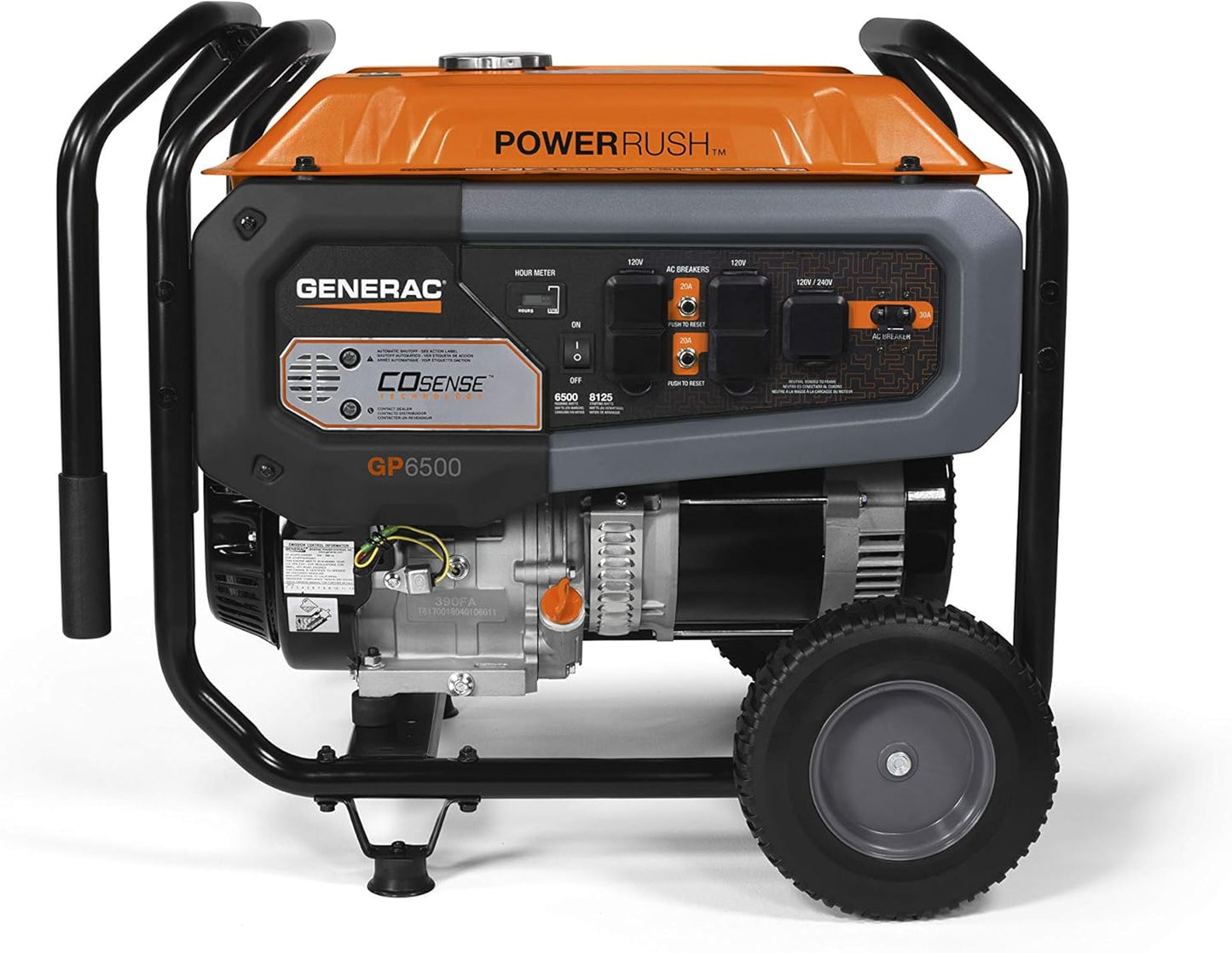 8,000-Watt Gas-Powered Portable Generator - Electric Start with COsense - PowerRush Advanced Technology - Reliable Power for Emergencies, Recreation, Home - 49 State Compliant - Orange/Black