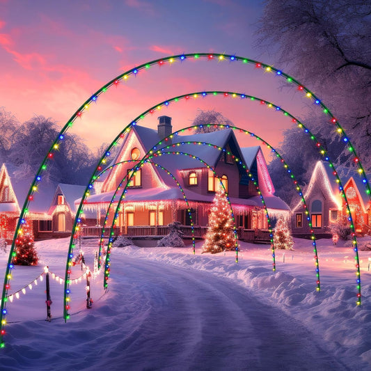 10-foot Christmas light arch set, made of metal with 8 modes, suitable for outdoor arches during the Christmas holiday, easy to assemble, reusable, suitable for doorways, paths, gardens, lawns or courtyards decoration (in various colors)