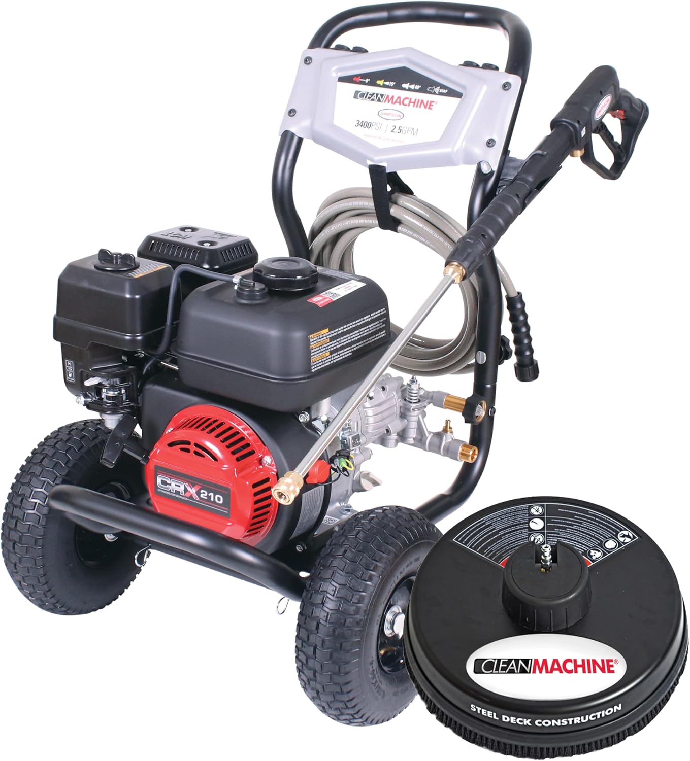 Cleaning CM61083 Clean Machine 3400 PSI Gas Pressure Washer, 2.5 GPM, CRX Engine, Includes Spray Gun and Wand, 4 QC Nozzle Tips, 5/16-in. x 25-ft. MorFlex Hose.