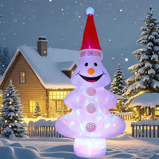 12-foot inflatable Christmas snowman outdoor decoration, inflatable Christmas tree snowman garden decoration, garden and lawn decoration with rotating and RGB lights, Christmas and New Year children's gift