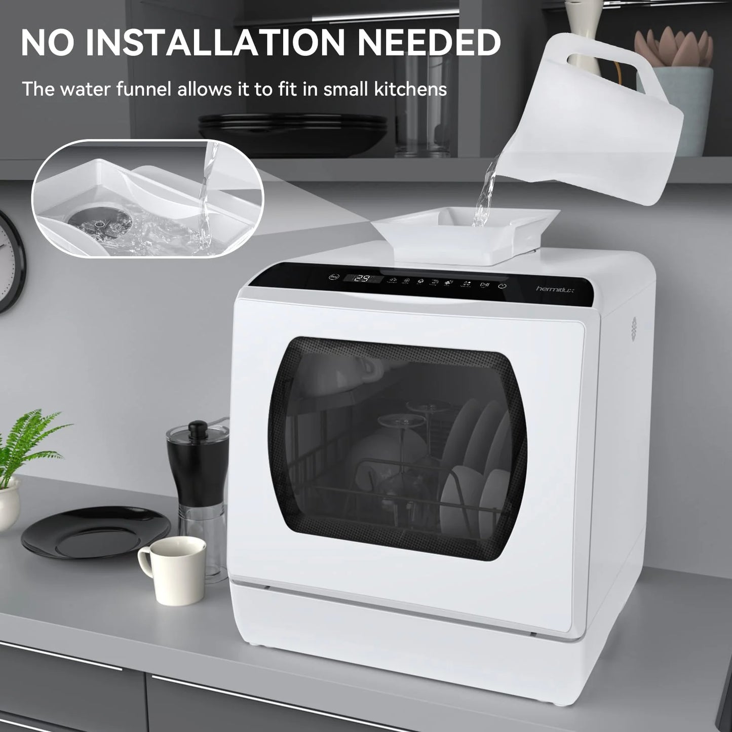 Countertop Dishwasher With 5-Liter Built-in Water Tank
