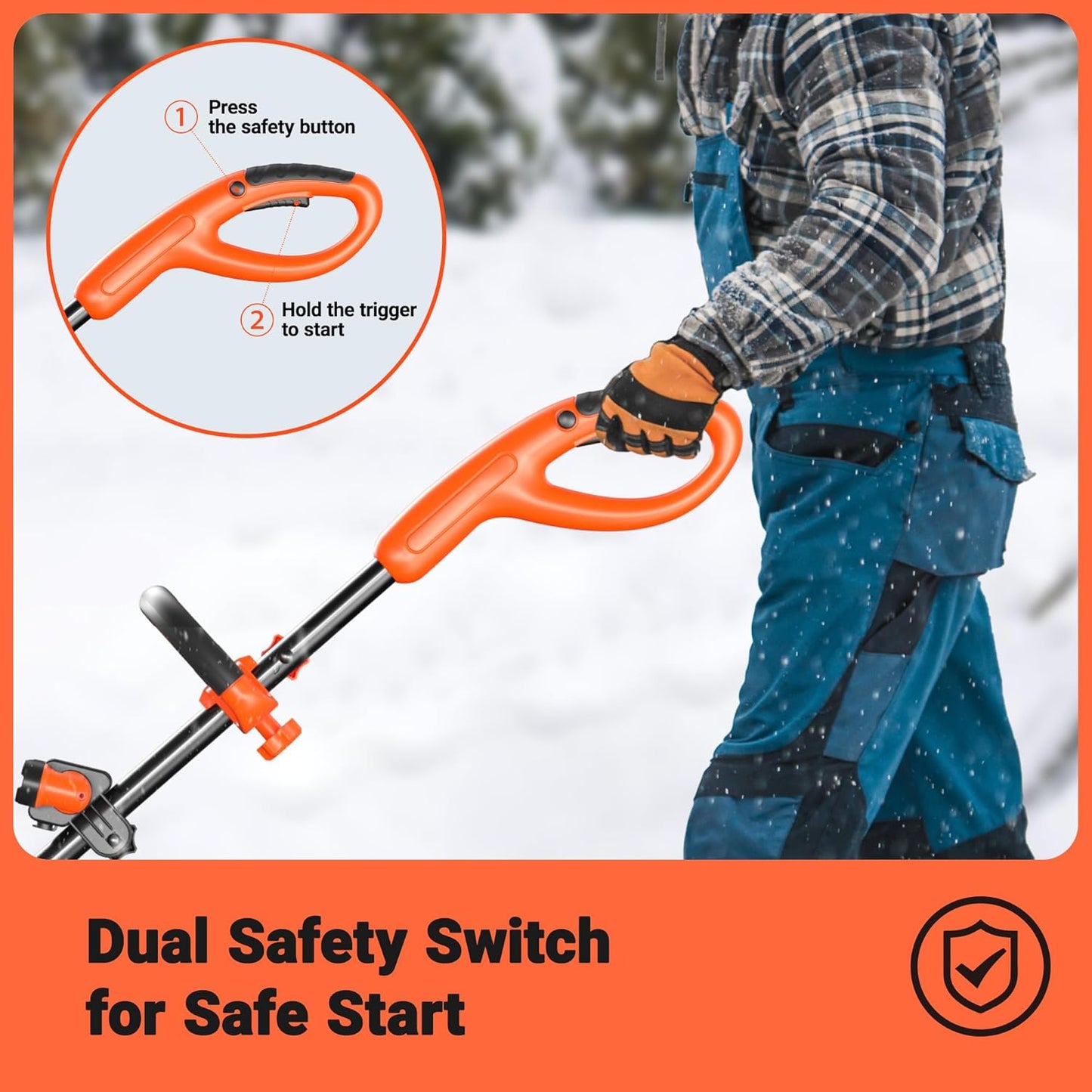 Cordless Snow Shovel with Wheels, 48V | 16-Inch | 4-Ah Brushless Cordless Snow Blower, Battery Snow Blower with Directional Plate & LED Lights (2 * 24V Battery & Dual Quick Charger Included)