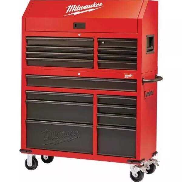 Reviews for Milwaukee 46 in. 16-Drawer Steel Tool Chest Combo and Rolling Cabinet Set, Textured Red and Black Matte