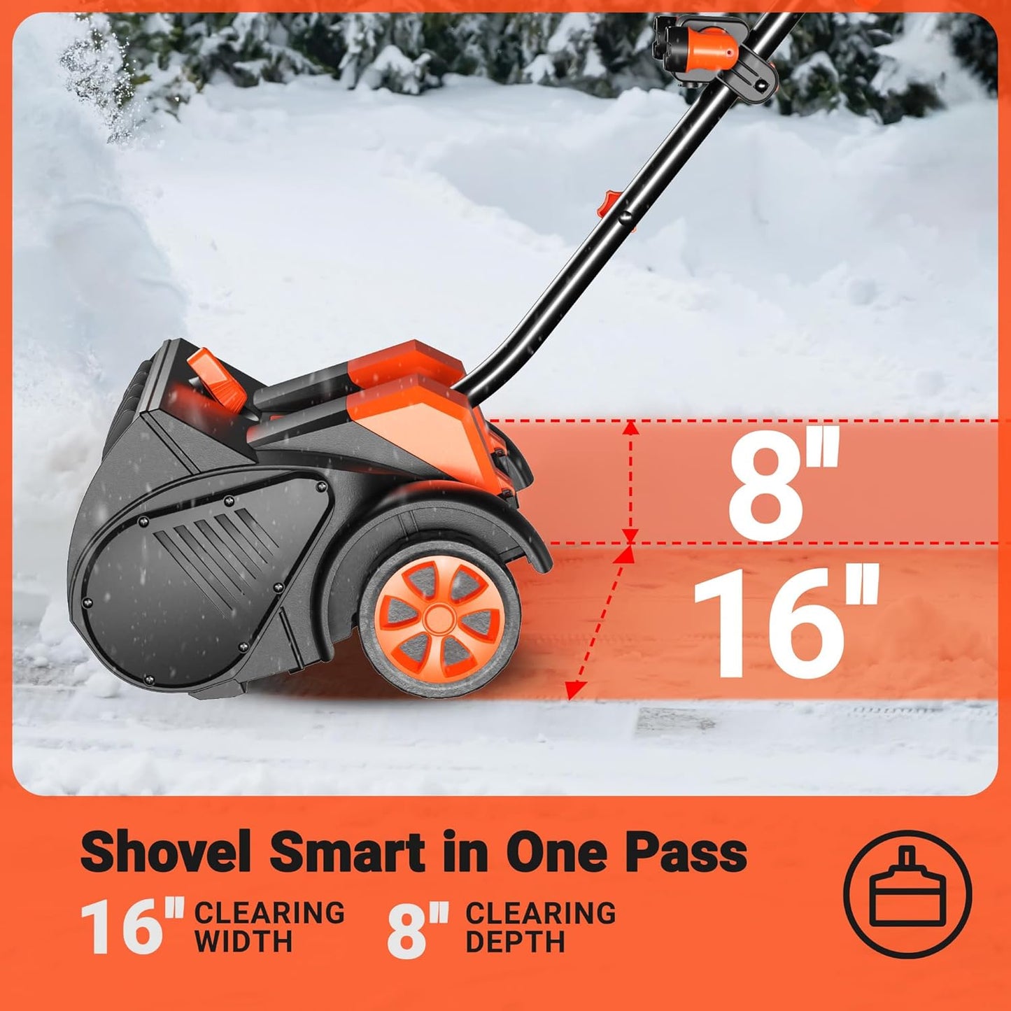 Cordless Snow Shovel with Wheels, 48V | 16-Inch | 4-Ah Brushless Cordless Snow Blower, Battery Snow Blower with Directional Plate & LED Lights (2 * 24V Battery & Dual Quick Charger Included)