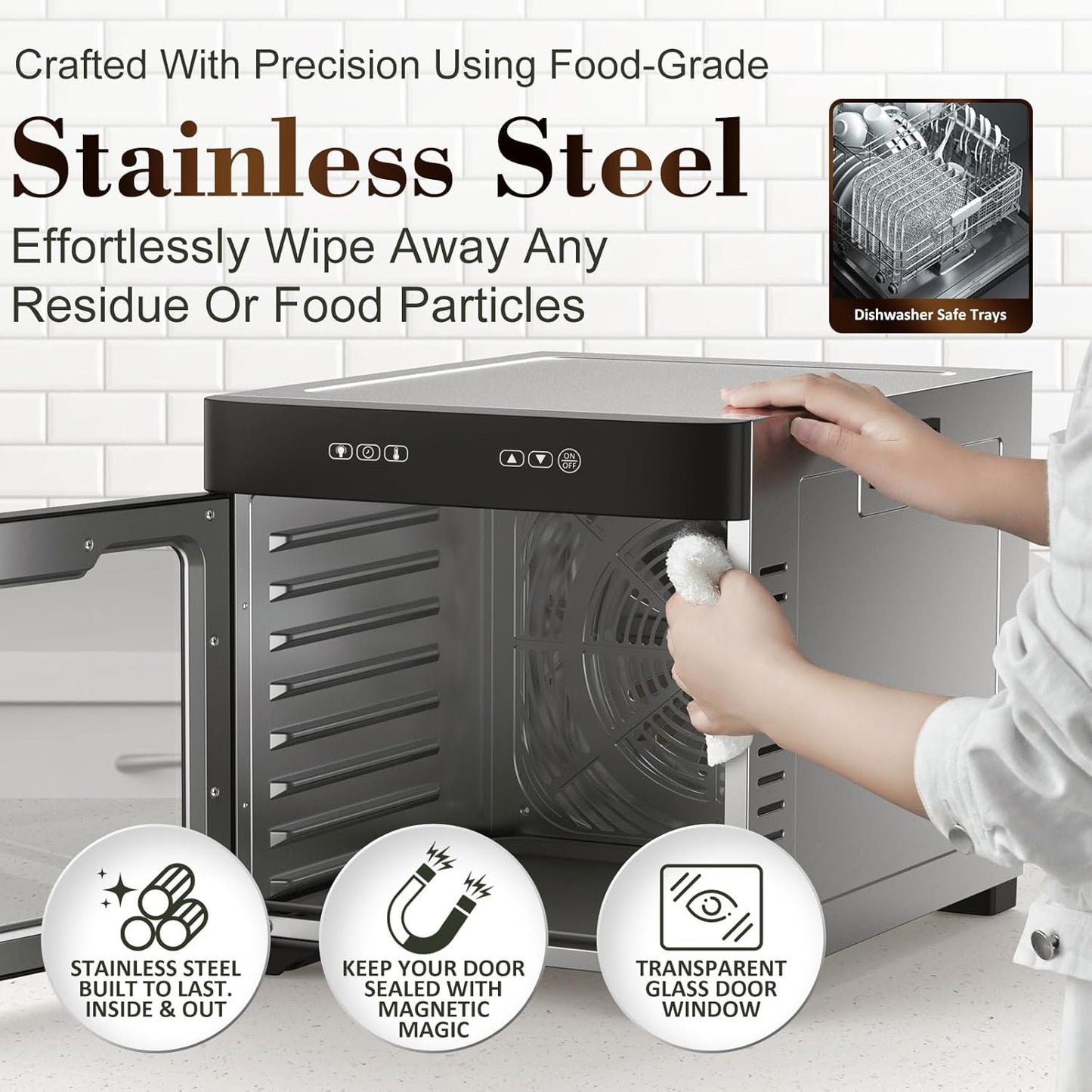 Commercial Large 12 Trays Food Dehydrator, Usable Area up to 22.67ft, 1200W Full Stainless Steel Dryer Machine, up to 190�� Temperature, for Meat, Fruit, Veggies, Beef, Herbs, Pet Foods