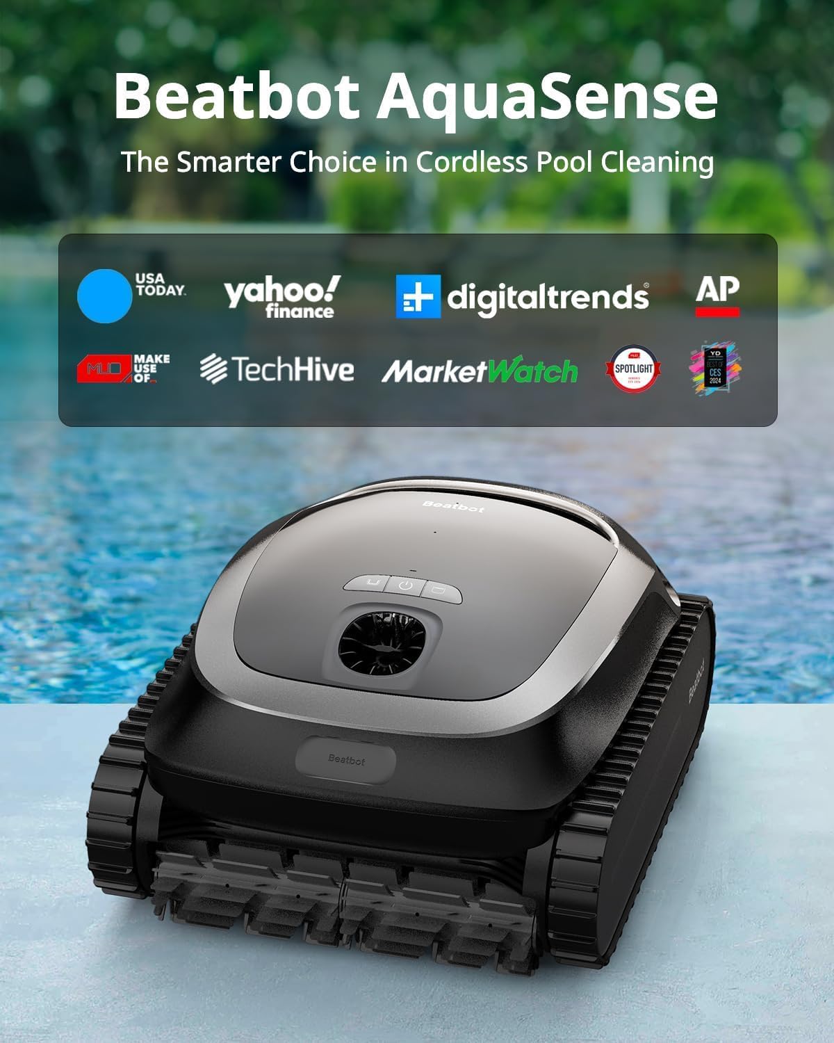 Cordless Robotic Pool Vacuum Cleaner - Intelligent Path Opimization, Cleans Floor, Walls, and Waterline - Suitable for Above & In-Ground Pools up to 2,260 sq.ft, Light Gray