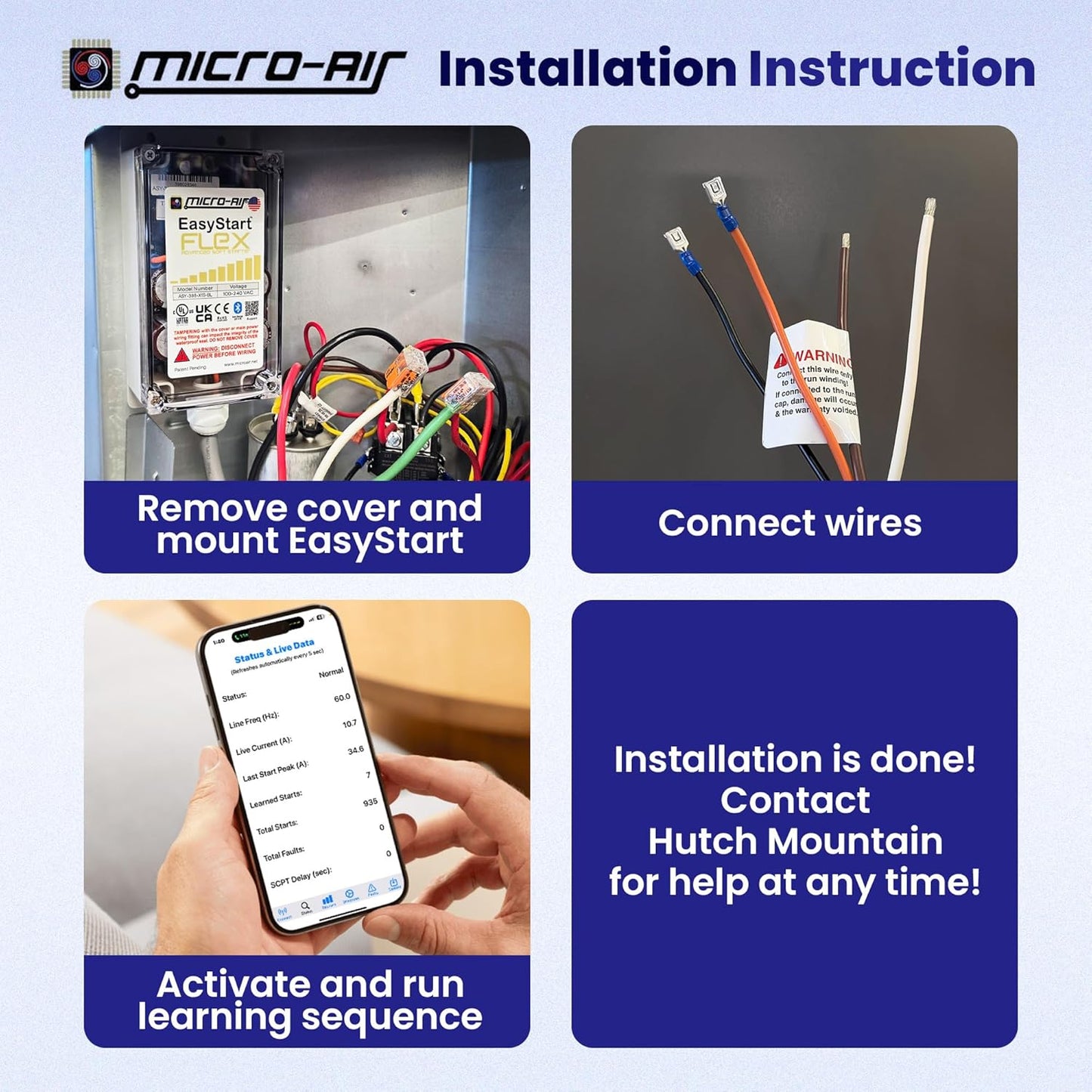 EasyStart FLEX 398 - Bluetooth Soft Start Kit for Home Air Conditioner, RV & Commercial Use, Works with Generators, Reduces Power Surge, Efficient Start-Up - Up to 6 Tons w/Installation Kit