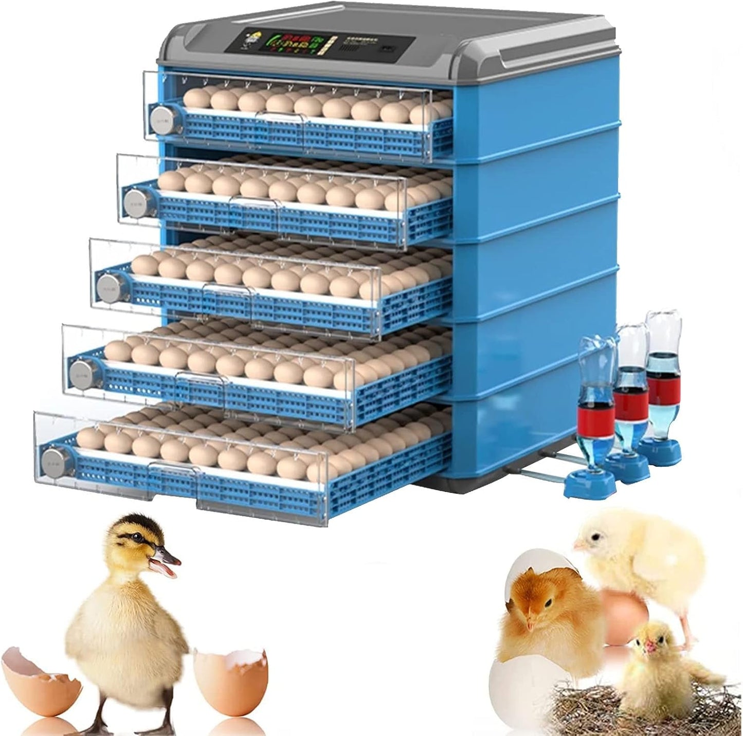 Egg Incubator, 192/256/500 Egg Incubator, Poultry Hatcher Machine with Automatic Egg Turning, Temperature & Humidity Control and LED Screen, General Purpose Incubator for Chickens Ducks Birds,500