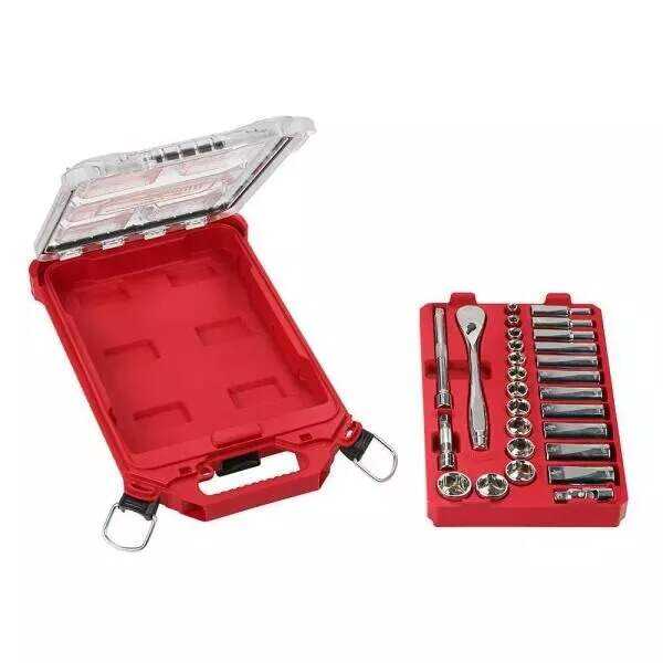 15 IN. PACKOUT BACKPACK AND 3/8 IN. DRIVE SAE RATCHET AND SOCKET MECHANICS TOOL SET WITH PACKOUT CASE (28-PIECE)