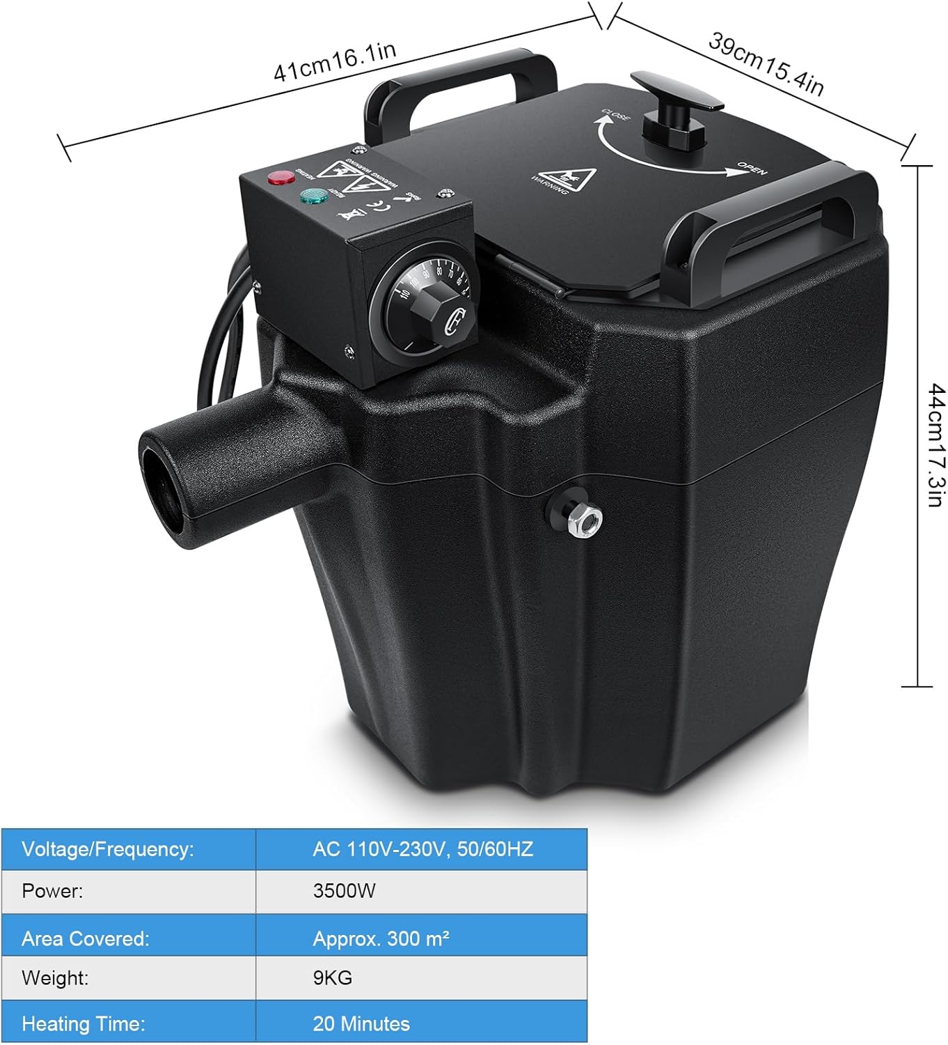 Dry Ice Fog Machine, 3500W Low Lying Fog Machine, Dry Ice Machine with Tube Nozzle High Density Fog Smoke for Wedding Party Events Stage Concert Club Performance DJ (Black)