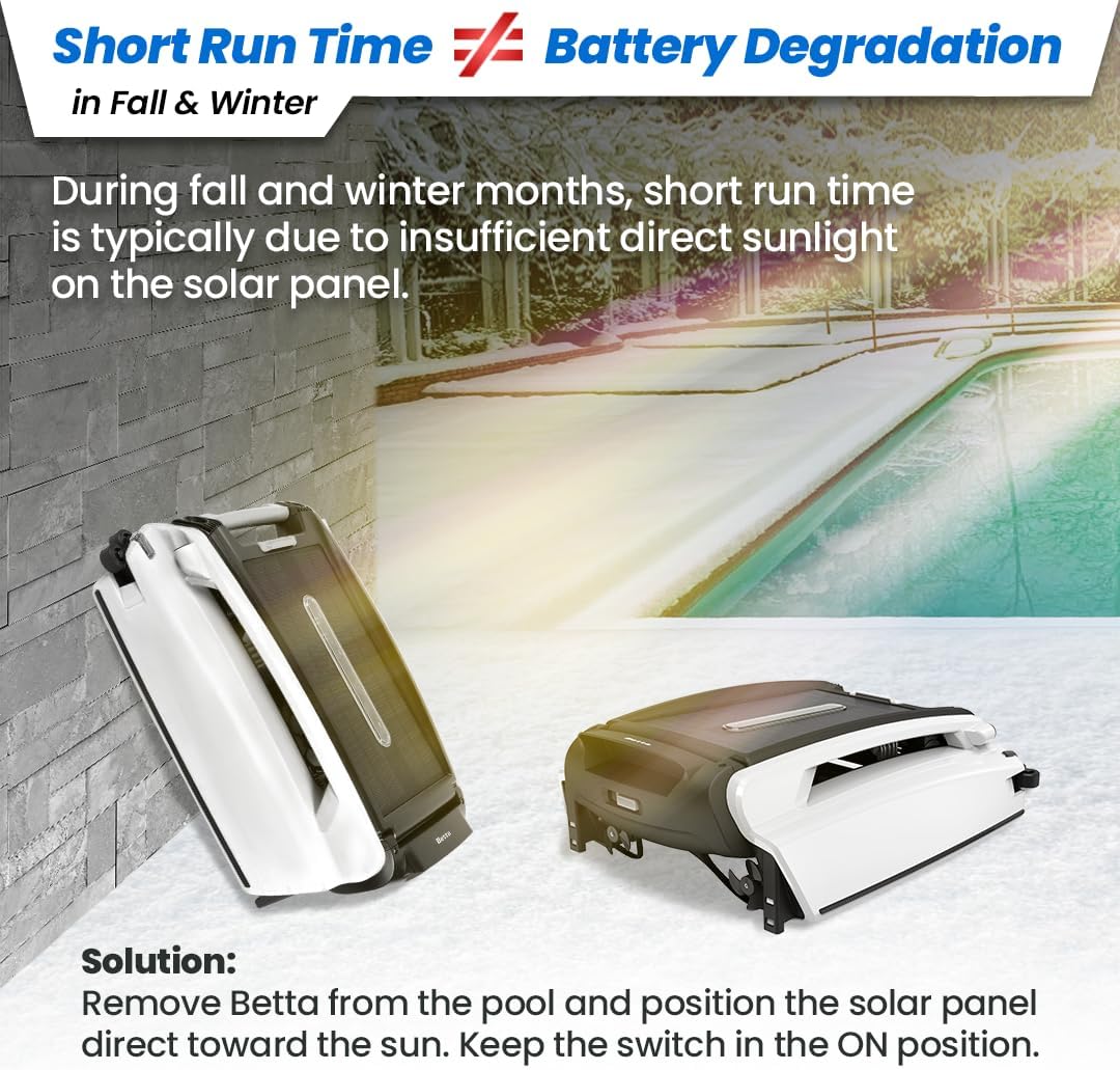 Solar Powered Automatic Robotic Pool Surface Skimmer Cleaner with 24/7 Continuous Cleaning Battery Power and Re-Engineered Twin Salt Chlorine Tolerant Motors (Blue)