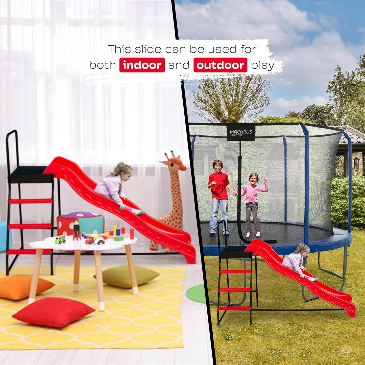 Trampoline Step N Slide | Fun Indoor & Outdoor Ladder and Wave Slide Set �� Perfect for Round or Rectangle Trampolines with or Without Net