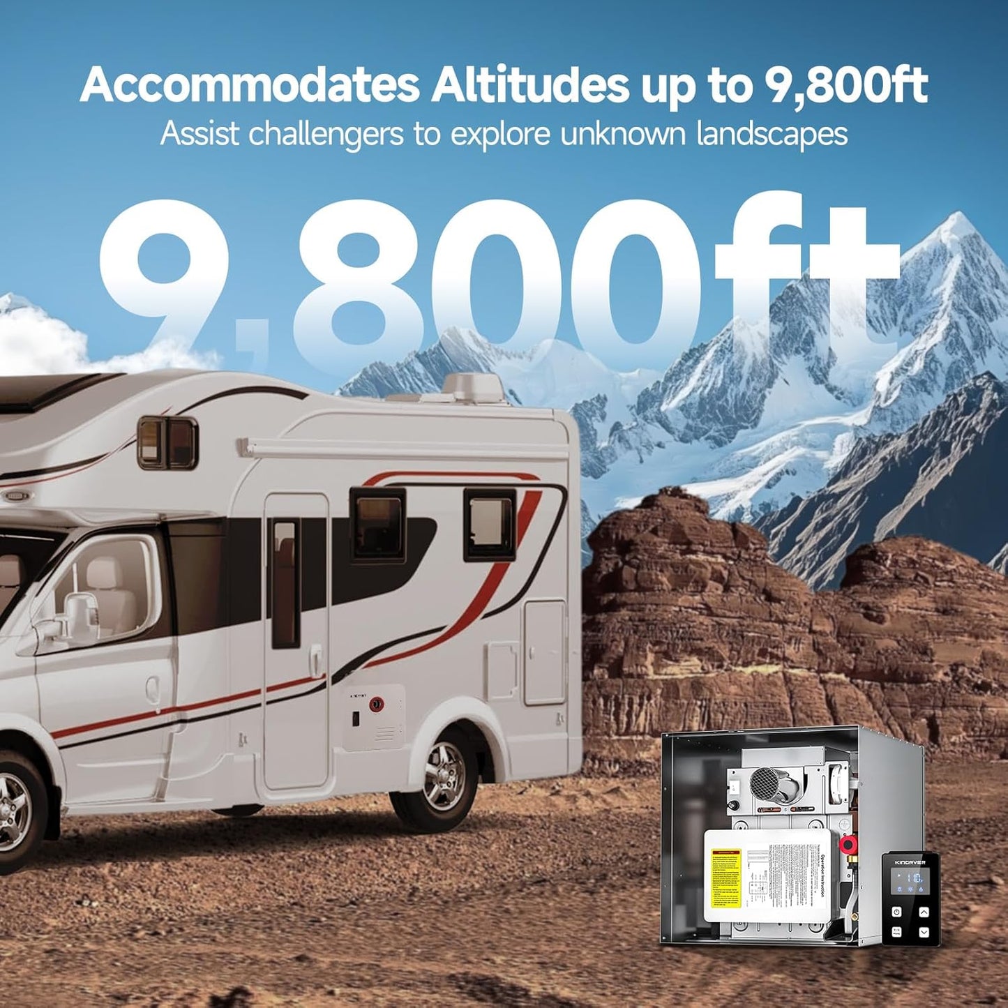 RV Tankless Water Heater without Door, , Propane Gas, DC 12V, 3 Optional Door Sizes 15"x15", 15"x18" and 18"x18" for Refitment, Compatible with All RVs, Sufficient Power, High Altitude