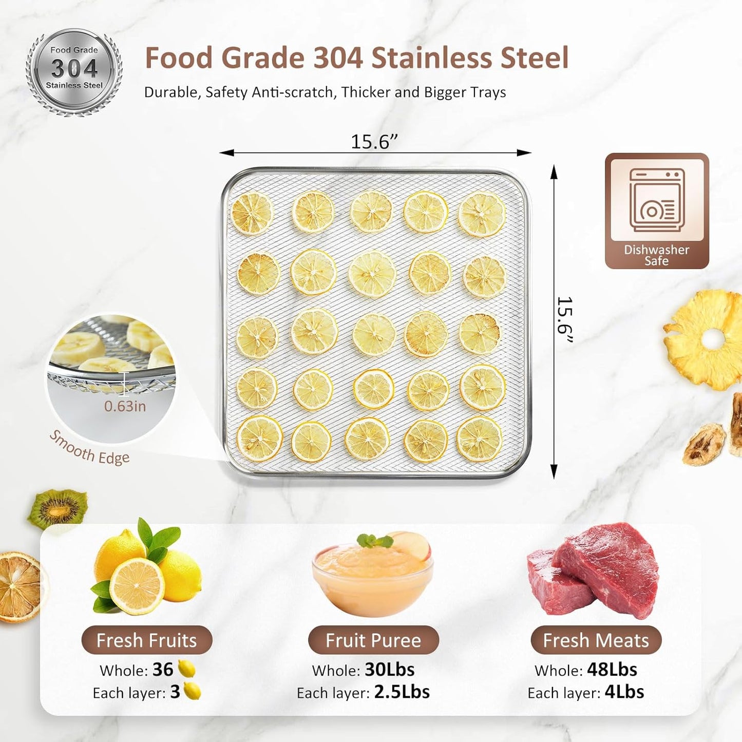 Commercial Large 12 Trays Food Dehydrator, Usable Area up to 22.67ft, 1200W Full Stainless Steel Dryer Machine, up to 190�� Temperature, for Meat, Fruit, Veggies, Beef, Herbs, Pet Foods