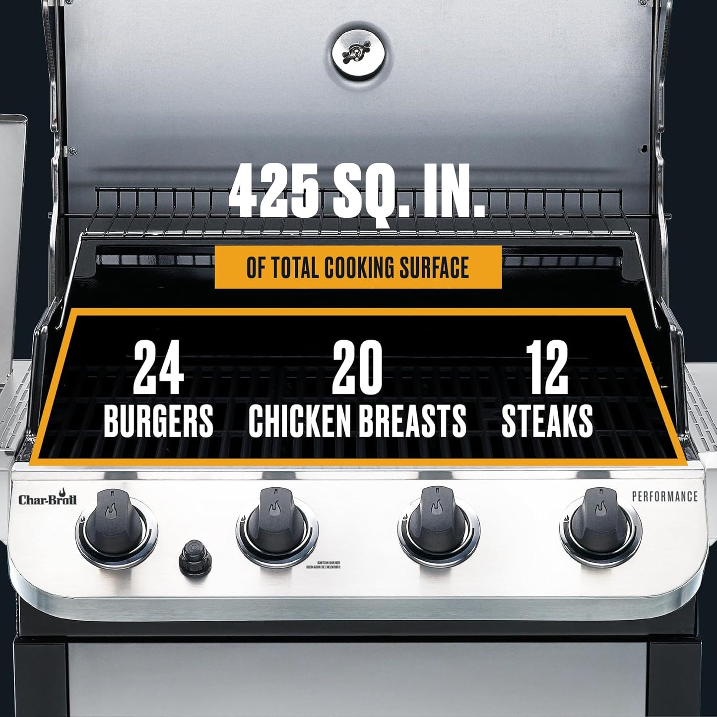 Performance Series Convective 4-Burner with Side Burner Cart Propane Gas Stainless Steel Grill - 463377319