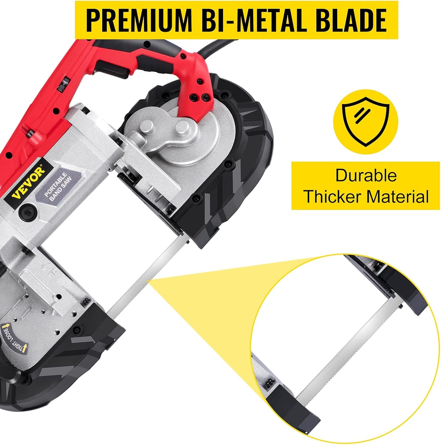 Portable Band Saw, 110V Removable Alloy Steel Base Corded Band Saw, 5 Inch Cutting Capacity Hand held Band Saw,Variable Speed Portable Bandsaw, 10Amp Motor Deep Cut Band saw for Metal Wood