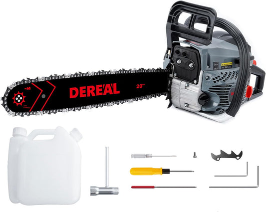 20 Inch 62CC Gas Powered Chainsaw 3.4HP 2 Stroke Engine Gas Power Chain Saw for Cutting Wood Outdoor Garden Farm Home