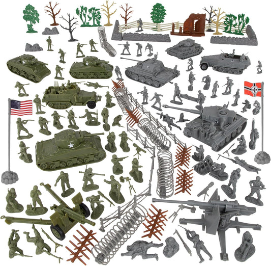 World War II "Fortress Operation" Battle Set - Plastic Soldier Figures 130-piece Doll Set