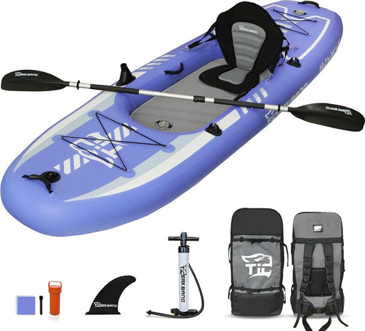 10.2 feet x 35 inches x 8 inches inflatable kayak, with detachable seat. SUP kayak set includes manual pump/aluminum paddle/backpack. Suitable for adults/children. Inflatable boat for fishing/travel - Purple